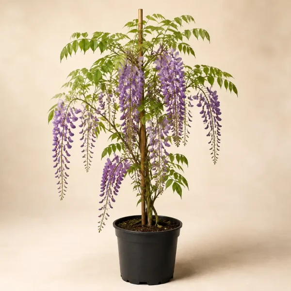 Purple wisteria vine in black nursery pot Wisteria Purple