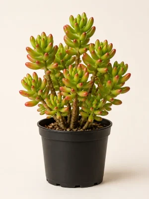 Sedum Pachyphyllum Jelly Bean succulent in black nursery pot