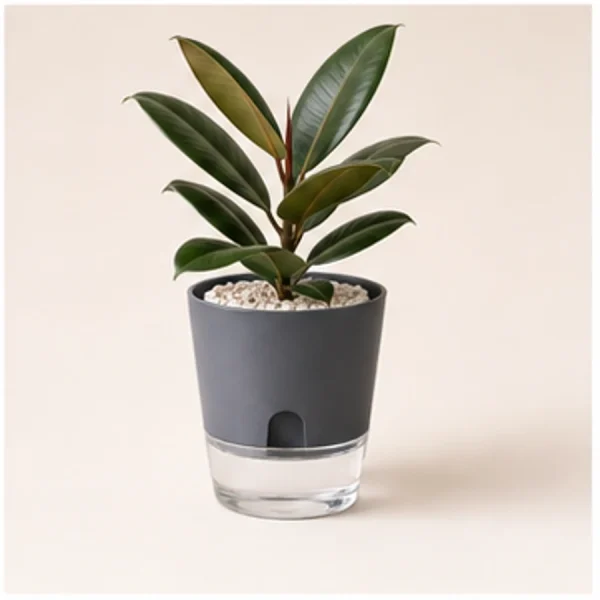 Rubber Plant in Self-Watering Decorative Pot available online from PlantFinds Pakistan