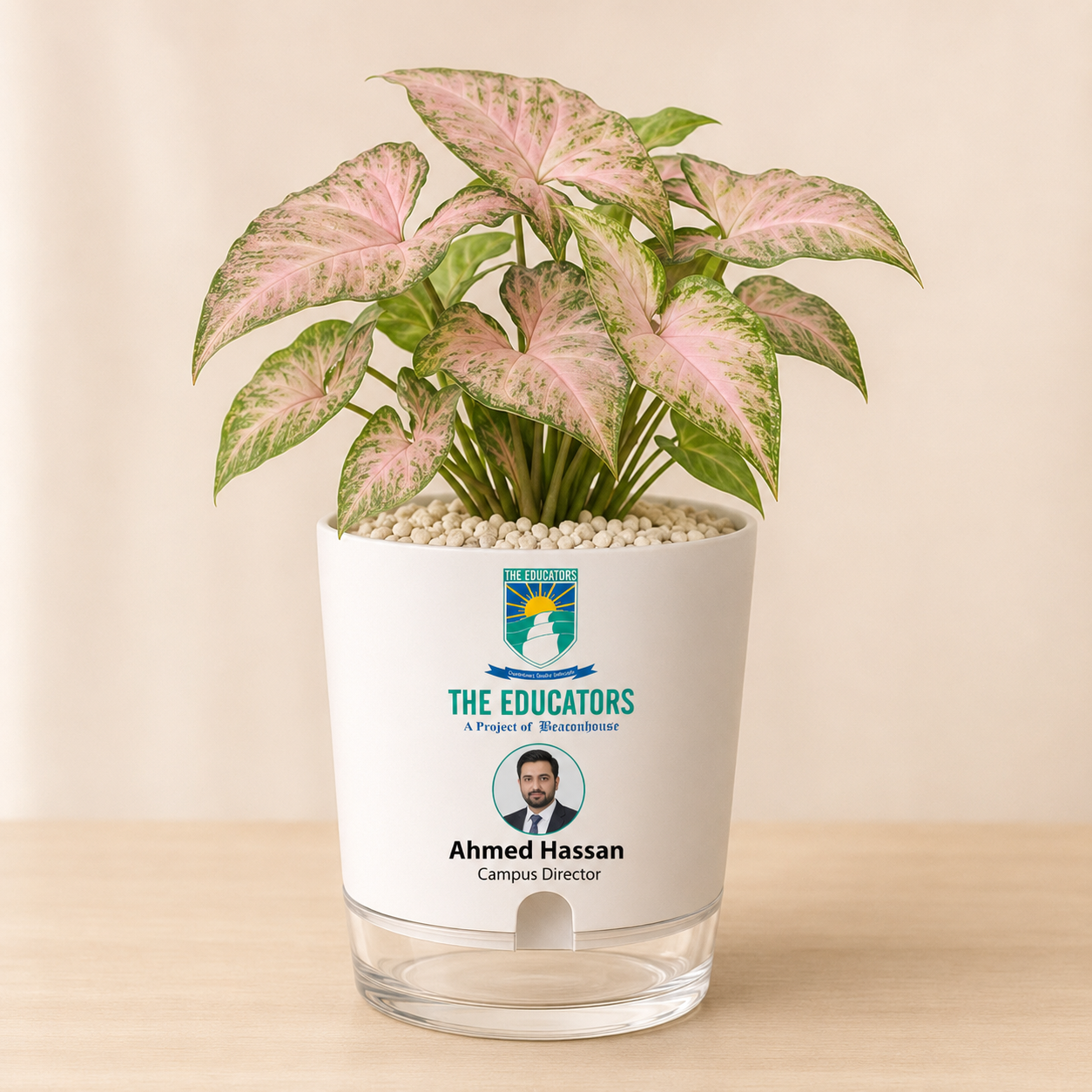 The Educators personalized plant pot sample for Ahmed Hassan Campus Director